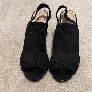 Life Stride Black Peep-Toe Slingback Heels